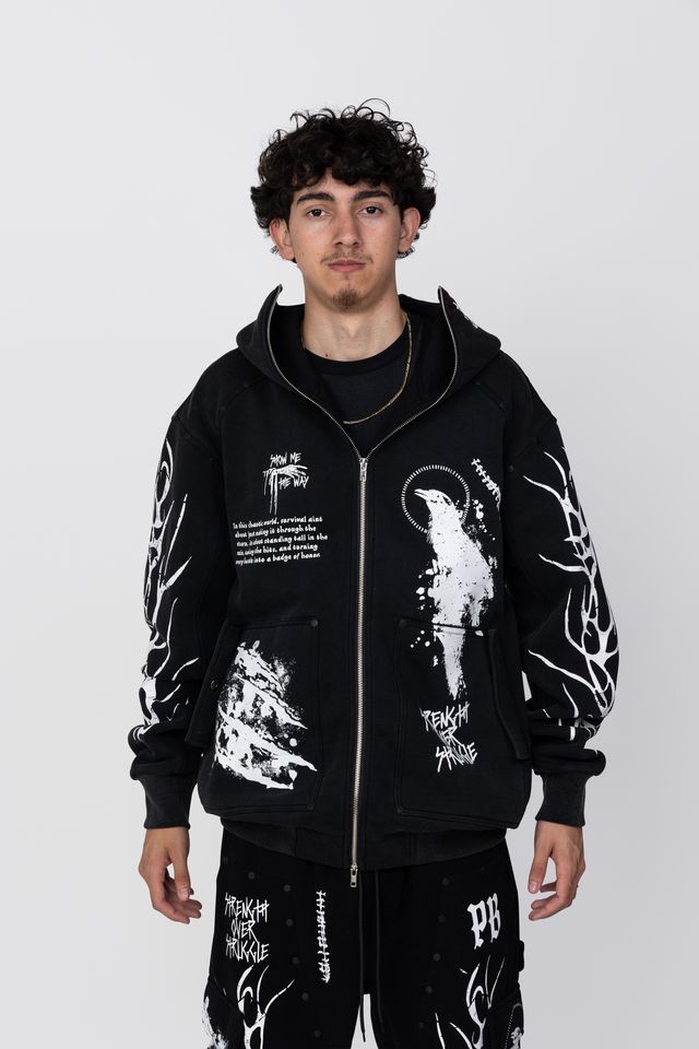 Point Blank - Night Ninja Hoodie & Cargo Sweatpants W Print And Stud - Set POINT BLANK