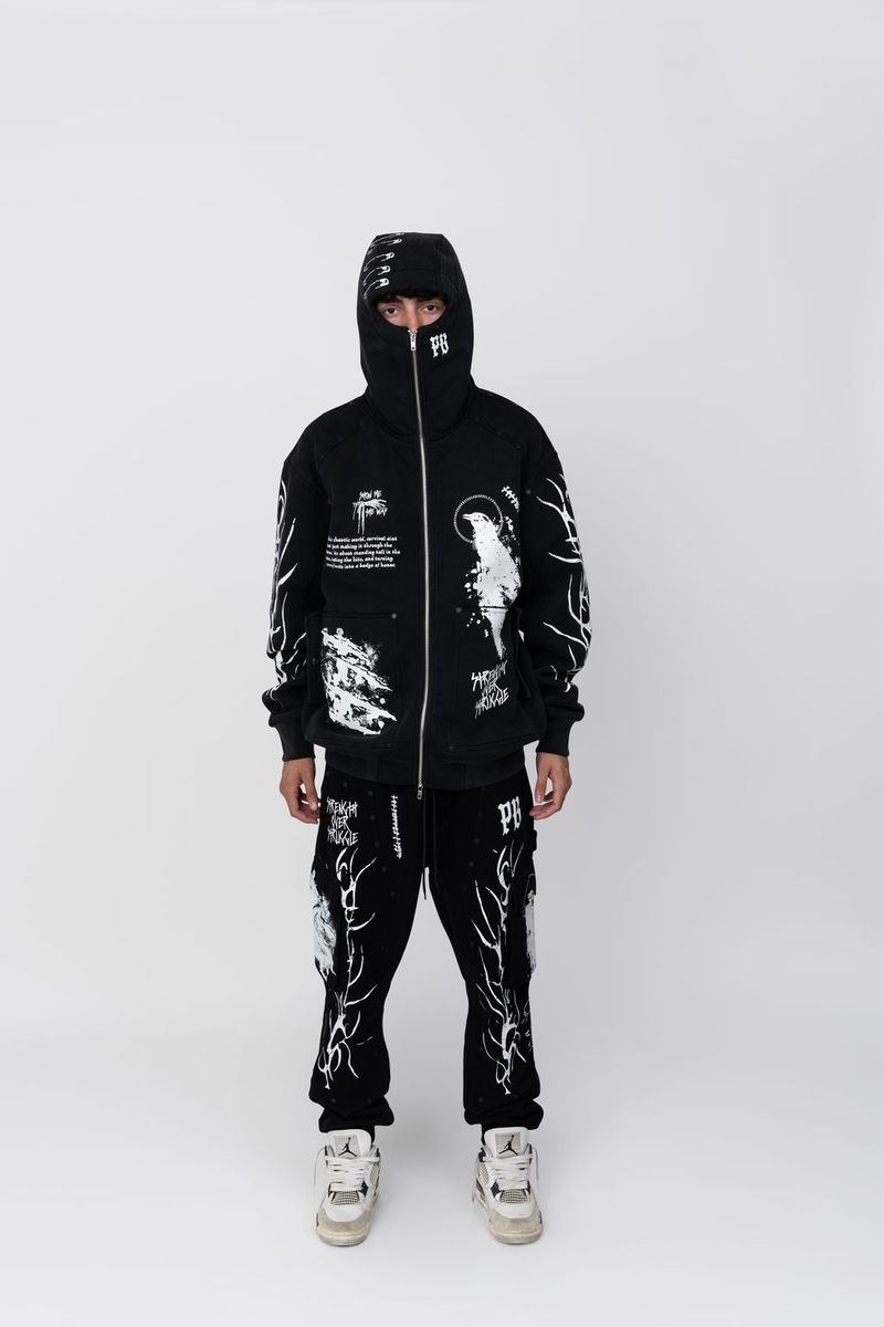 Point Blank - Night Ninja Hoodie & Cargo Sweatpants W Print And Stud - Set POINT BLANK