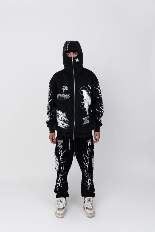 Point Blank - Night Ninja Hoodie & Cargo Sweatpants W Print And Stud - Set POINT BLANK