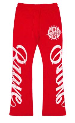 Roku - Men's Brave Heart Boxy Fleece Hoodie & Flare Sweatpants Set - Red ROKU STUDIO