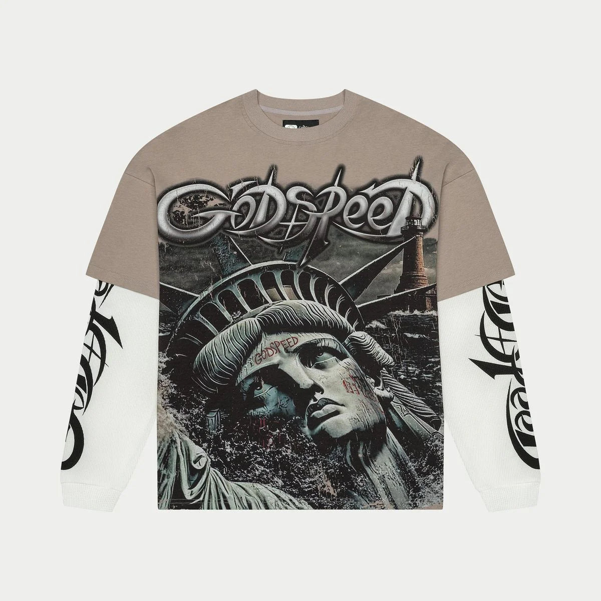 Godspeed - Sunken Liberty 2 Layered L/S Tee - Stone Grey Godspeed