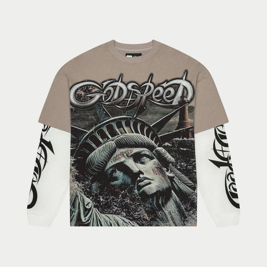 Godspeed - Sunken Liberty 2 Layered L/S Tee - Stone Grey