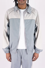 R3bel - Men's Nylon Windbreaker Beam Jacket & Pants Set W Rhinestones  - L Grey