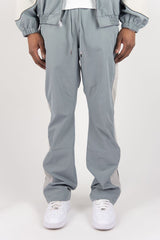 R3bel - Men's Nylon Windbreaker Beam Jacket & Pants Set W Rhinestones  - L Grey