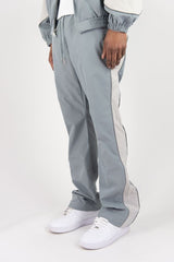 R3bel - Men's Nylon Windbreaker Beam Jacket & Pants Set W Rhinestones  - L Grey