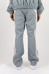 R3bel - Men's Nylon Windbreaker Beam Jacket & Pants Set W Rhinestones  - L Grey