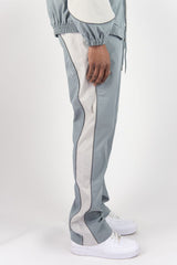 R3bel - Men's Nylon Windbreaker Beam Jacket & Pants Set W Rhinestones  - L Grey