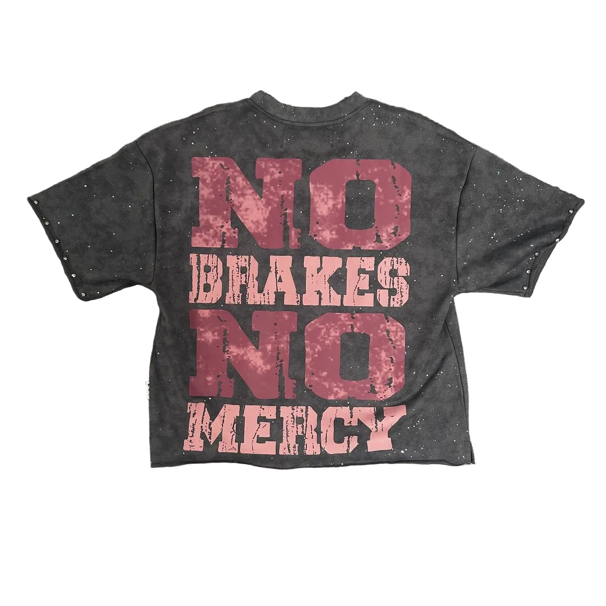 Bkys - "No Breakes No Mercy" F-terry Cropped T-shirt - Grey