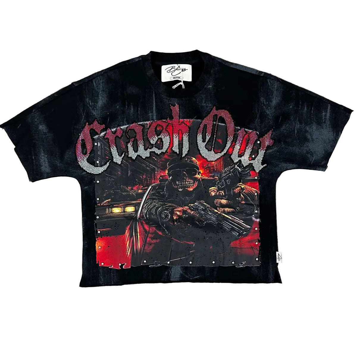 Bkys - Men's "Crash Out" F-terry Cropped T-shirt - Black