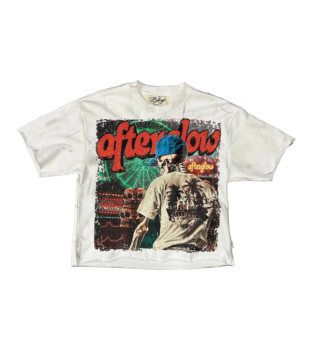 Bkys -"Afterglow" F-terry Cropped T-shirt - White