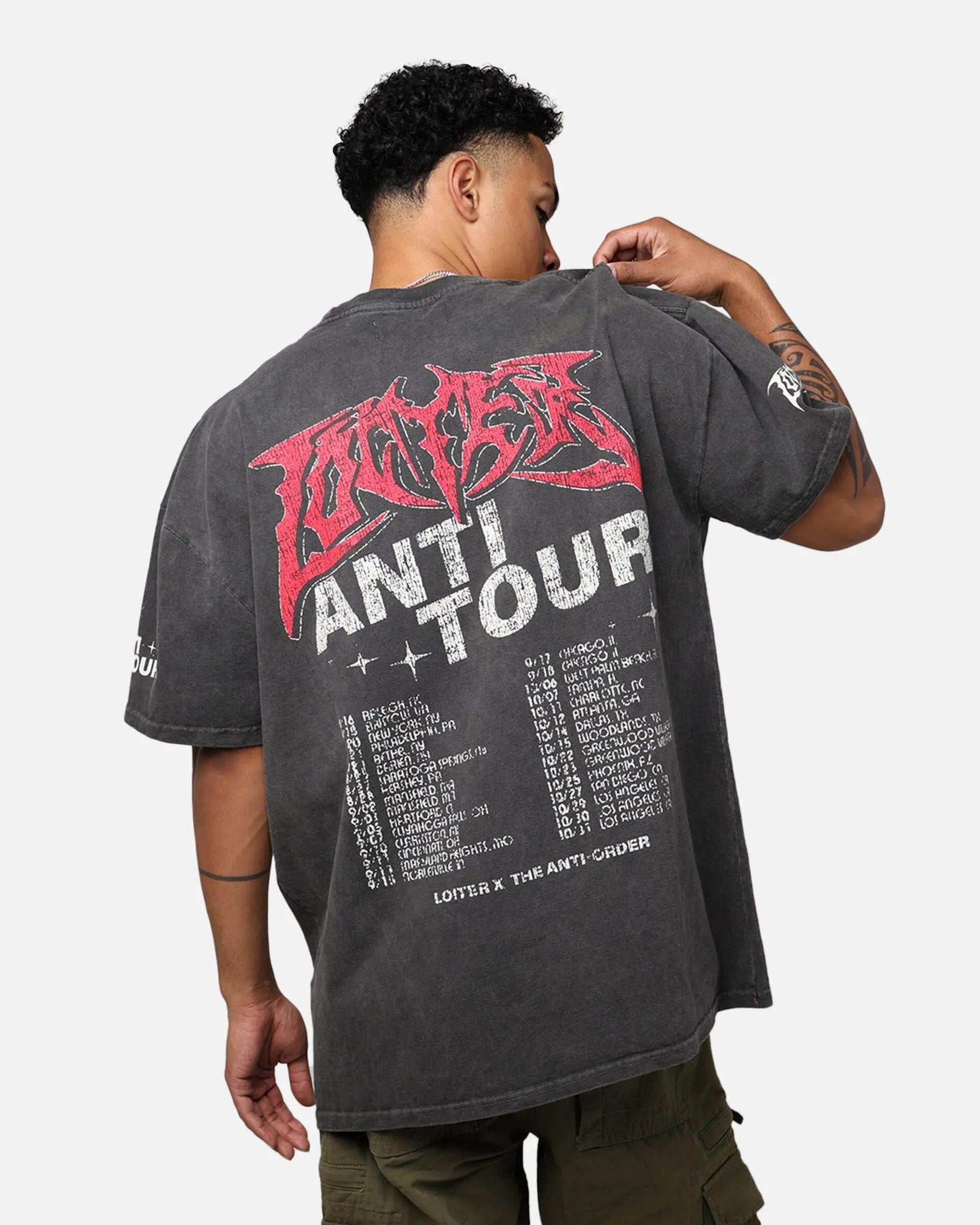 Loiter X The Anti Order Anti Tour Vintage T-Shirt - Black Wash - BLVD