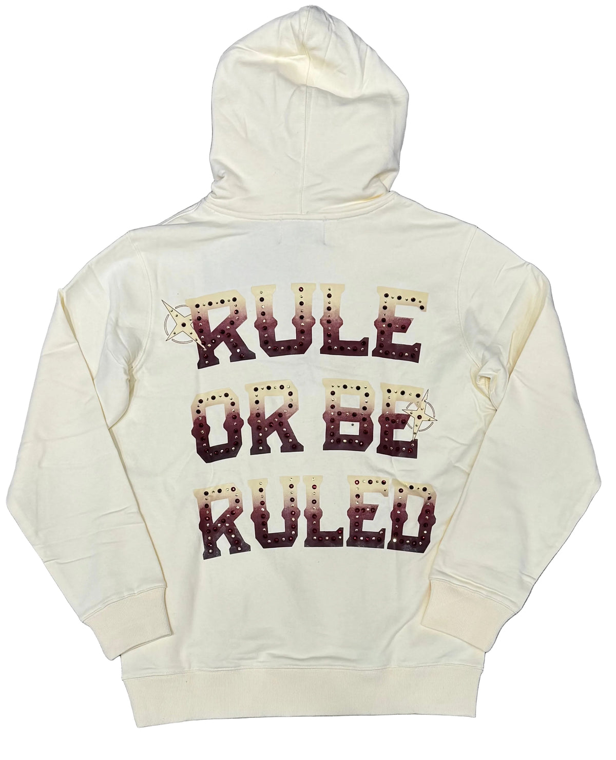 Denim City - Rule Or Be Ruled Stone Hoodie - Beige Burgundy