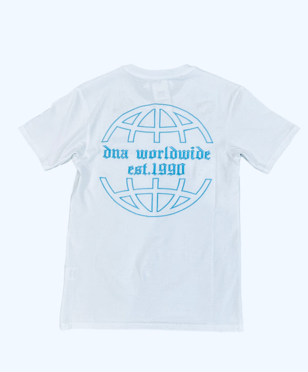 Dna Men Worldwide T-Shirt (White /  Sky Blue )