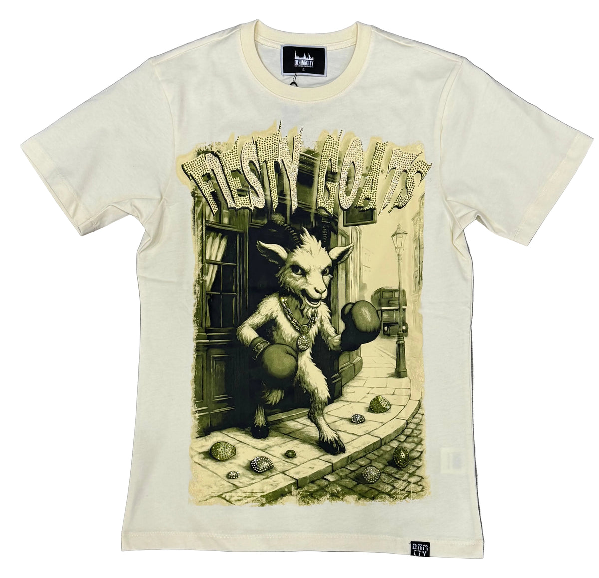 Denim City - From Sheep To Goat Stone Tee - Beige Olive