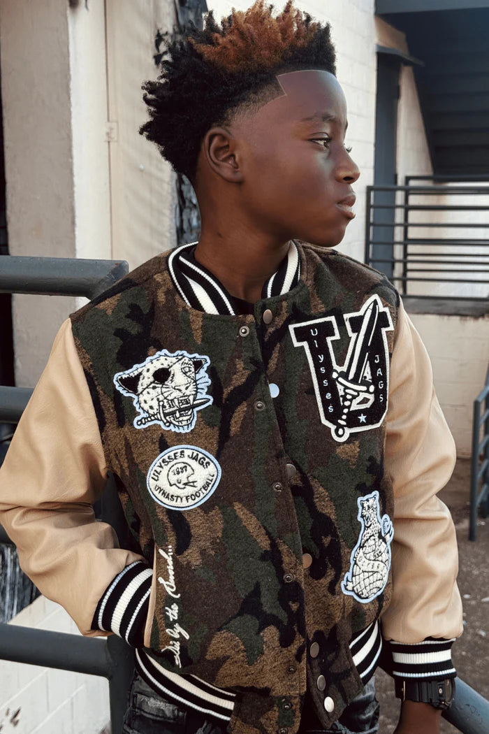 Jordan Craig Kids Life of Vice Varsity Jacket - Vintage Camo Jordan Craig