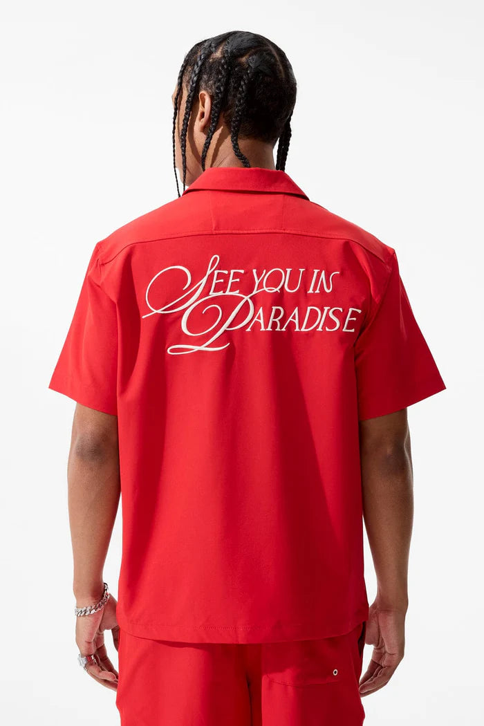 Jordan Craig Men - Oakland Mechanic Men S/S Shirt & Shorts Set - Red Jordan Craig