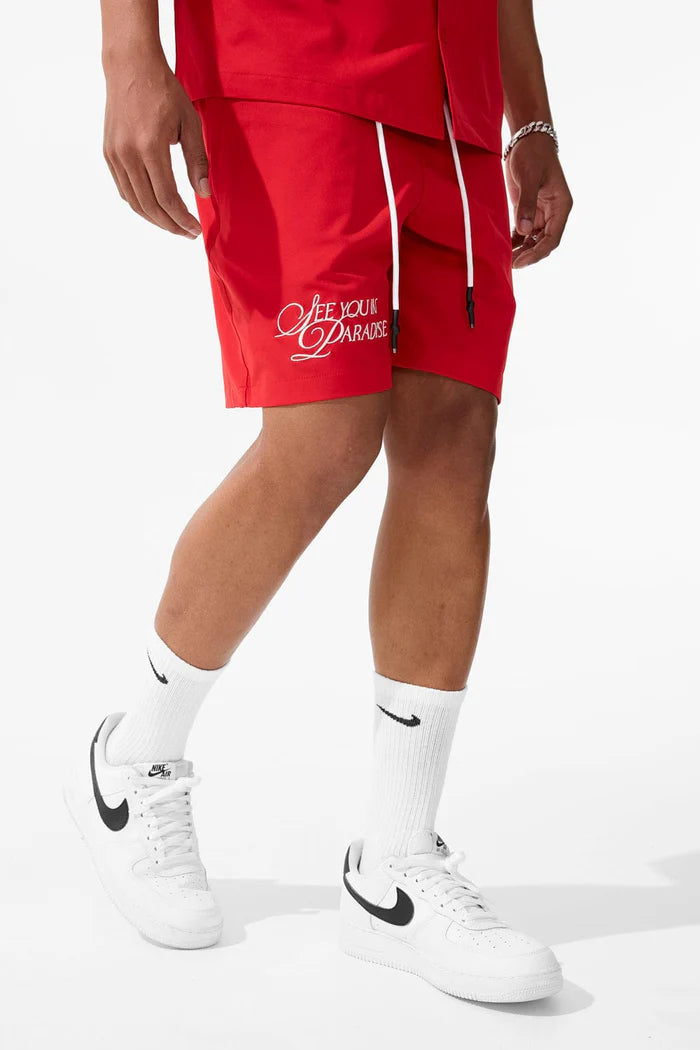 Jordan Craig Men - Oakland Mechanic Men S/S Shirt & Shorts Set - Red Jordan Craig