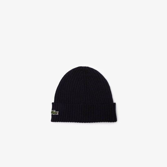 Lacoste Men's Ribbed Wool Beanie - Navy 166 - BLVD