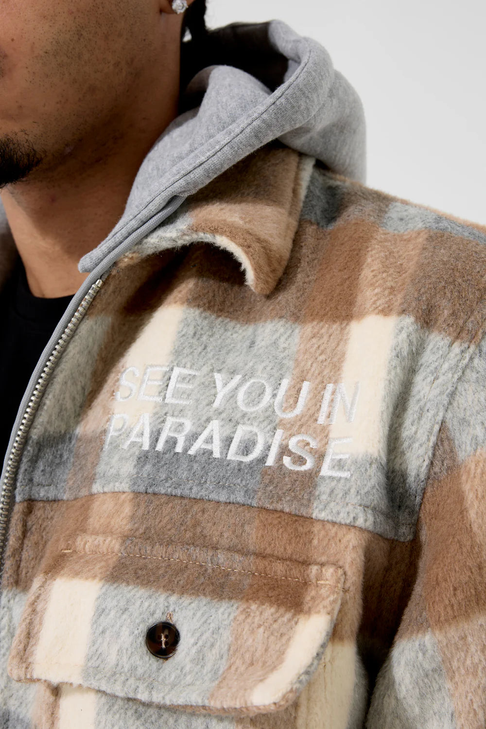 Jordan Craig - SYIP Hooded Flannel Shacket - Khaki Jordan Craig