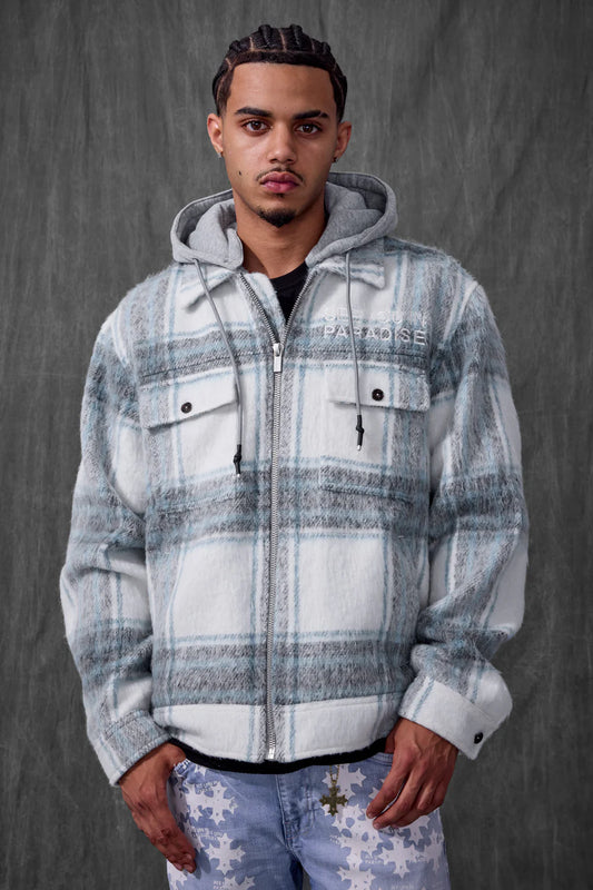 Jordan Craig - SYIP Hooded Flannel Shacket - Light Blue