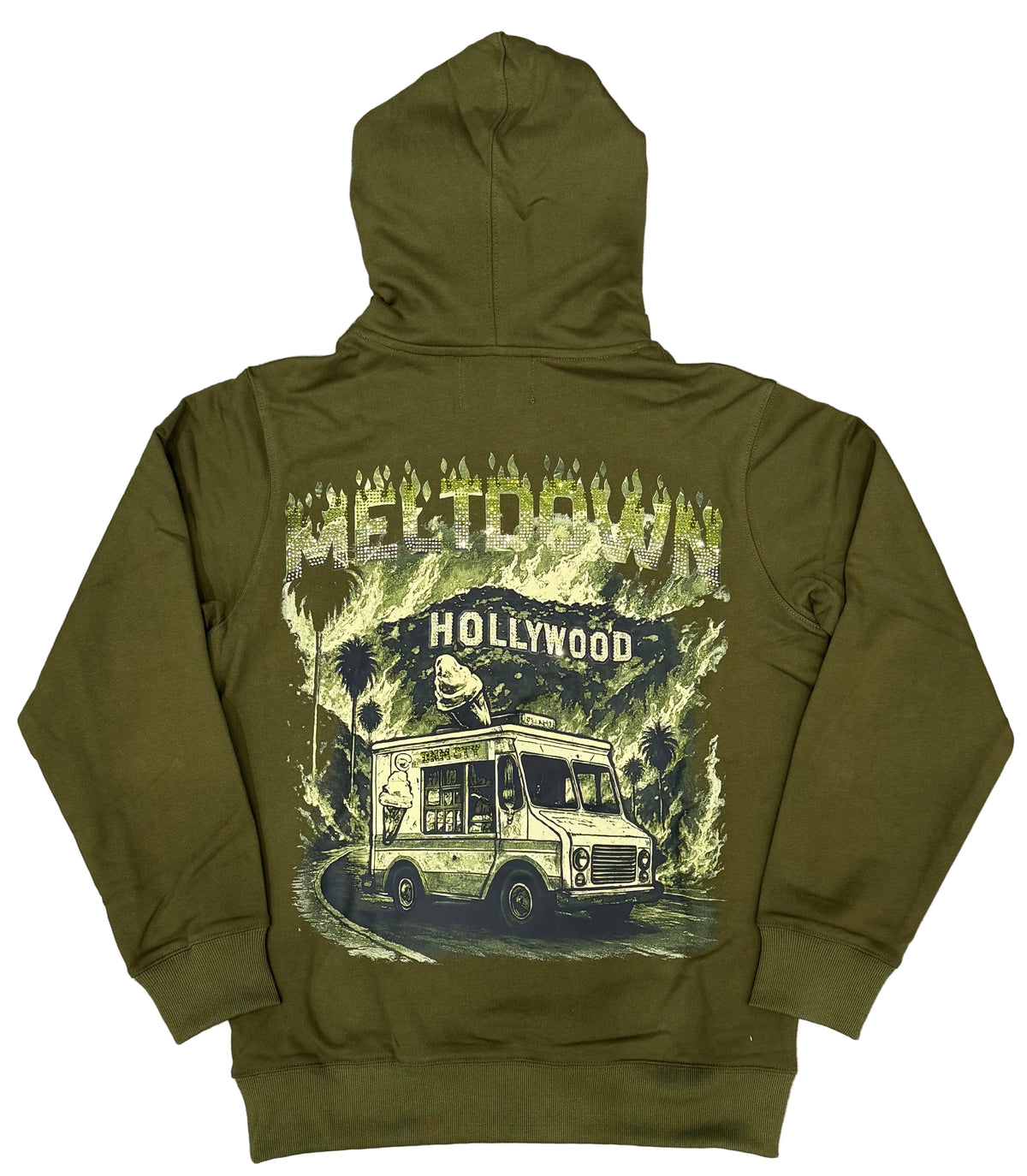 Denim City - Meltdown On Sunset Stone Hoodie - Olive