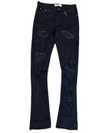 Dna Men Stacked Jeans (Black / Orange )