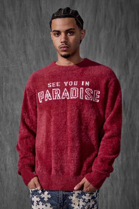 Jordan Craig - See You In Paradise Plush Crewneck Sweater - Burgundy