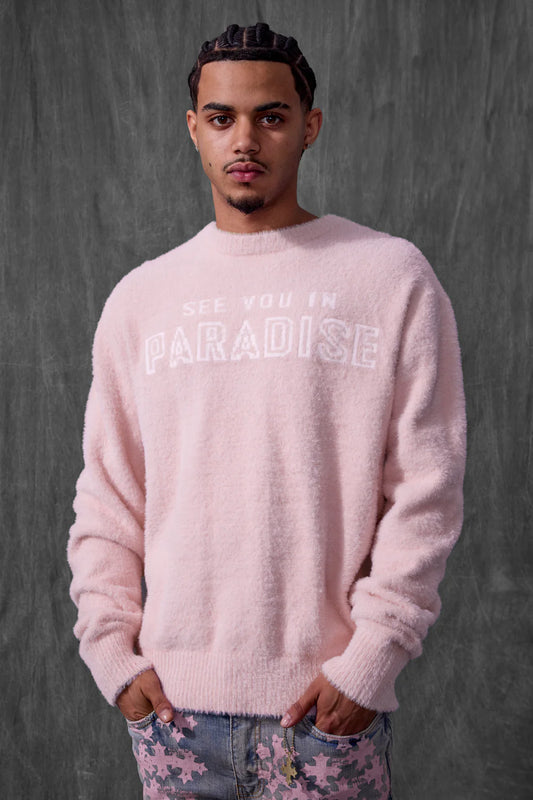 Jordan Craig - See You In Paradise Plush Crewneck Sweater - Light Pink