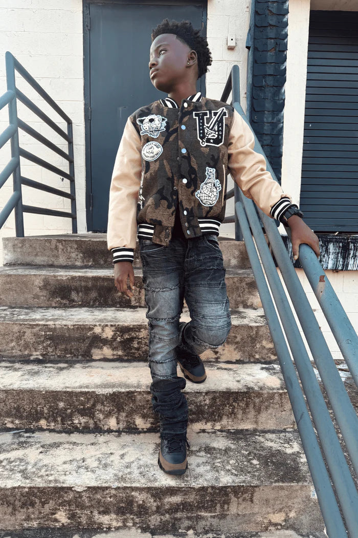 Jordan Craig Kids Life of Vice Varsity Jacket - Vintage Camo Jordan Craig