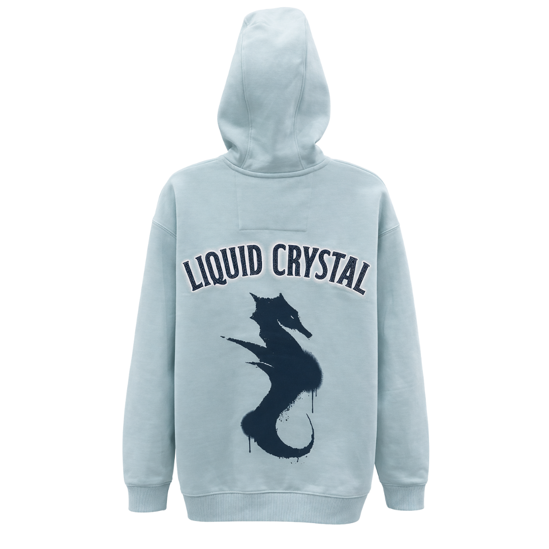 Liquid Crystals - Rhinestone Zip Up Hoodie - Sky Blue Liquid Crystal
