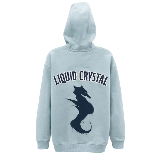 Liquid Crystals - Rhinestone Zip Up Hoodie - Sky Blue Liquid Crystal