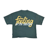 Bkys - "Feelings" F-terry Cropped Tee - Dusty Green