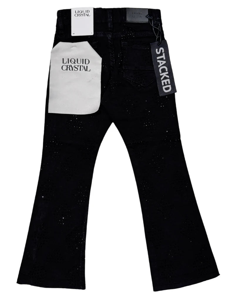 Liquid Crystal - Kids Diamond Crystal Stacked Jeans - Jet Black JTF2317