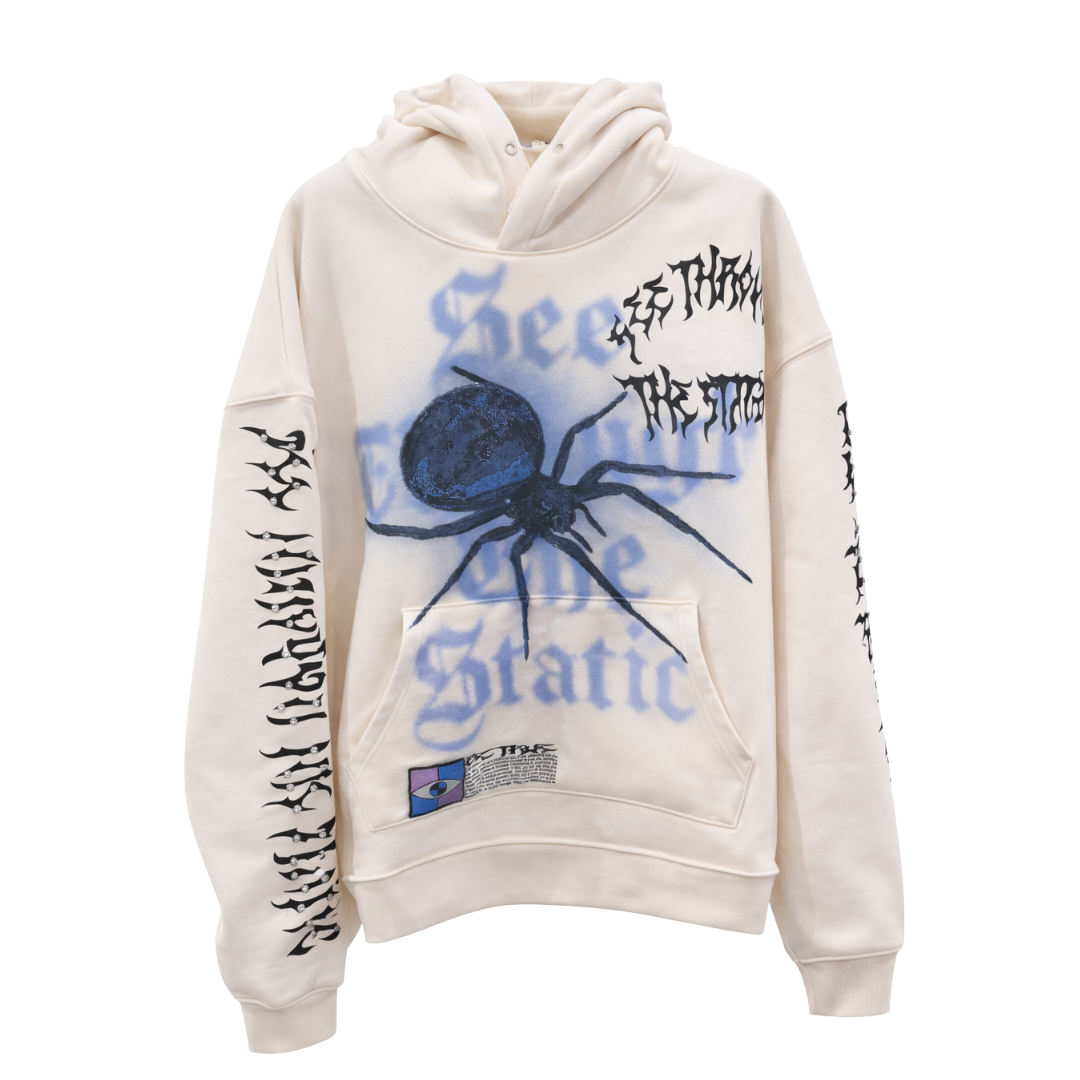 AKS - See Through The Static Cropped Hoodie - Natural POINT BLANK
