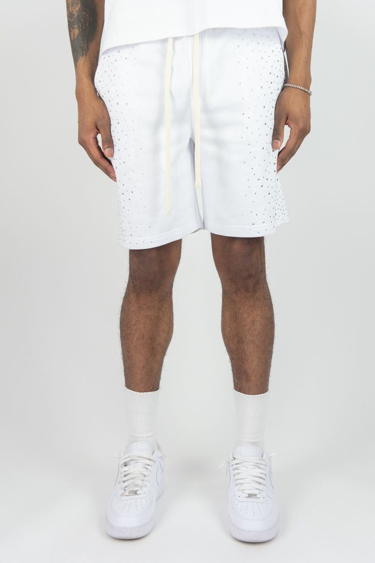 Rm - Rhinestone Galaxy Ft Shorts - White