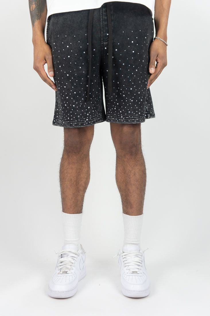 Rm - Washed Rhinestone Galaxy Ft Shorts