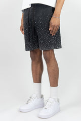 Rm - Washed Rhinestone Galaxy Ft Shorts