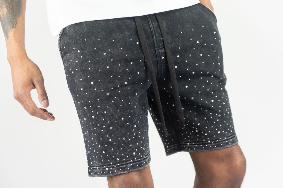 Rm - Washed Rhinestone Galaxy Ft Shorts