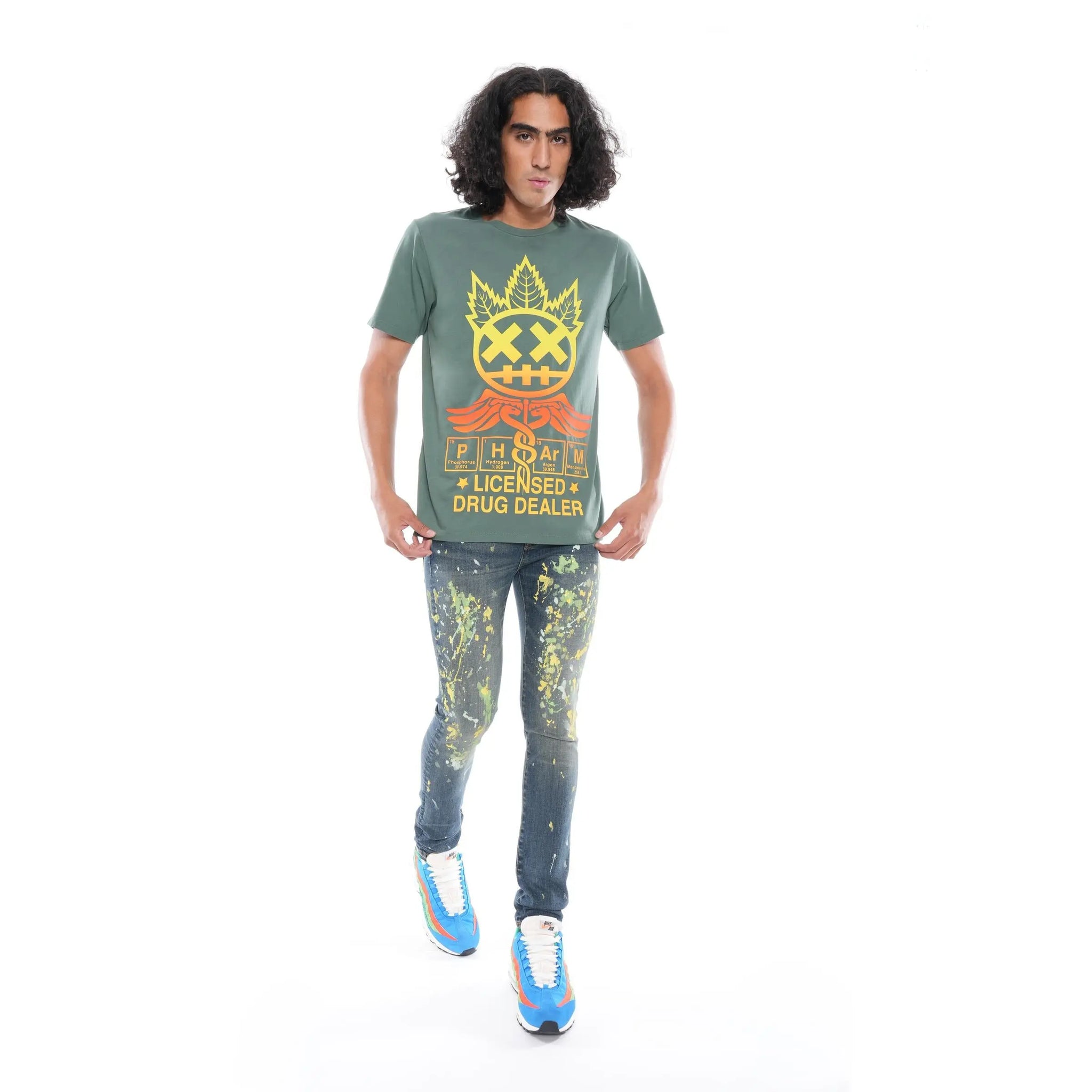 Cult Of Individuality Short Sleeve Crew Neck Tee "Licensed Drug Dealer" In Duck Green - BLVD