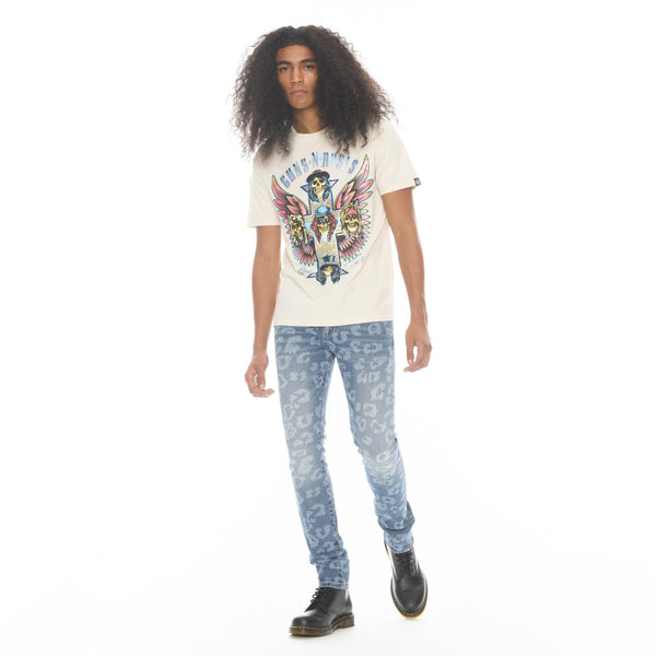 Cult Of Individuality Guns N Roses Short Sleeve Crew Neck Tee 26/1's "Gnr Wings" In Winter White