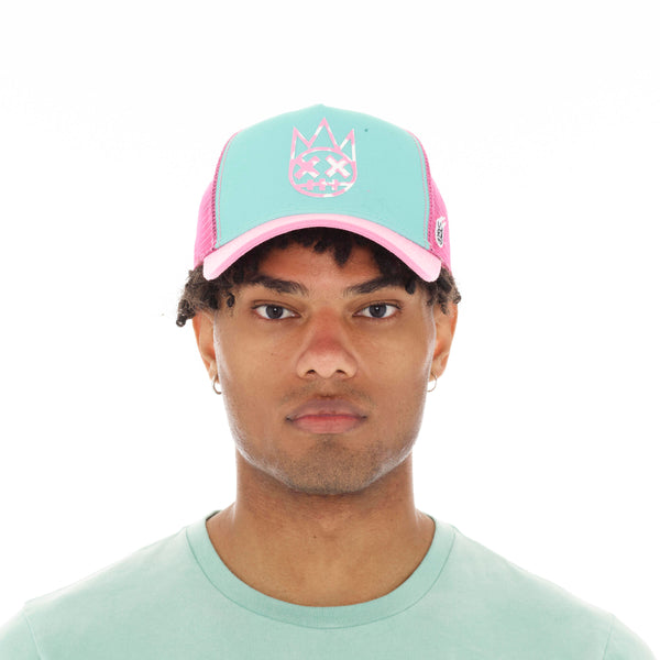 Cult Of Individuality Clean Logo Mesh Back Trucker Curved Visor In Vintage Mint