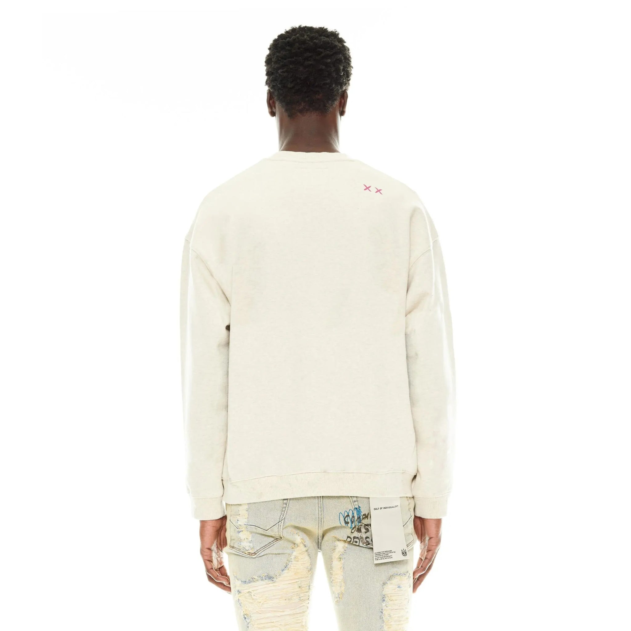 Cult Of Individuality -  Crew Neck Fleece "Respect All" in Winter White - BLVD
