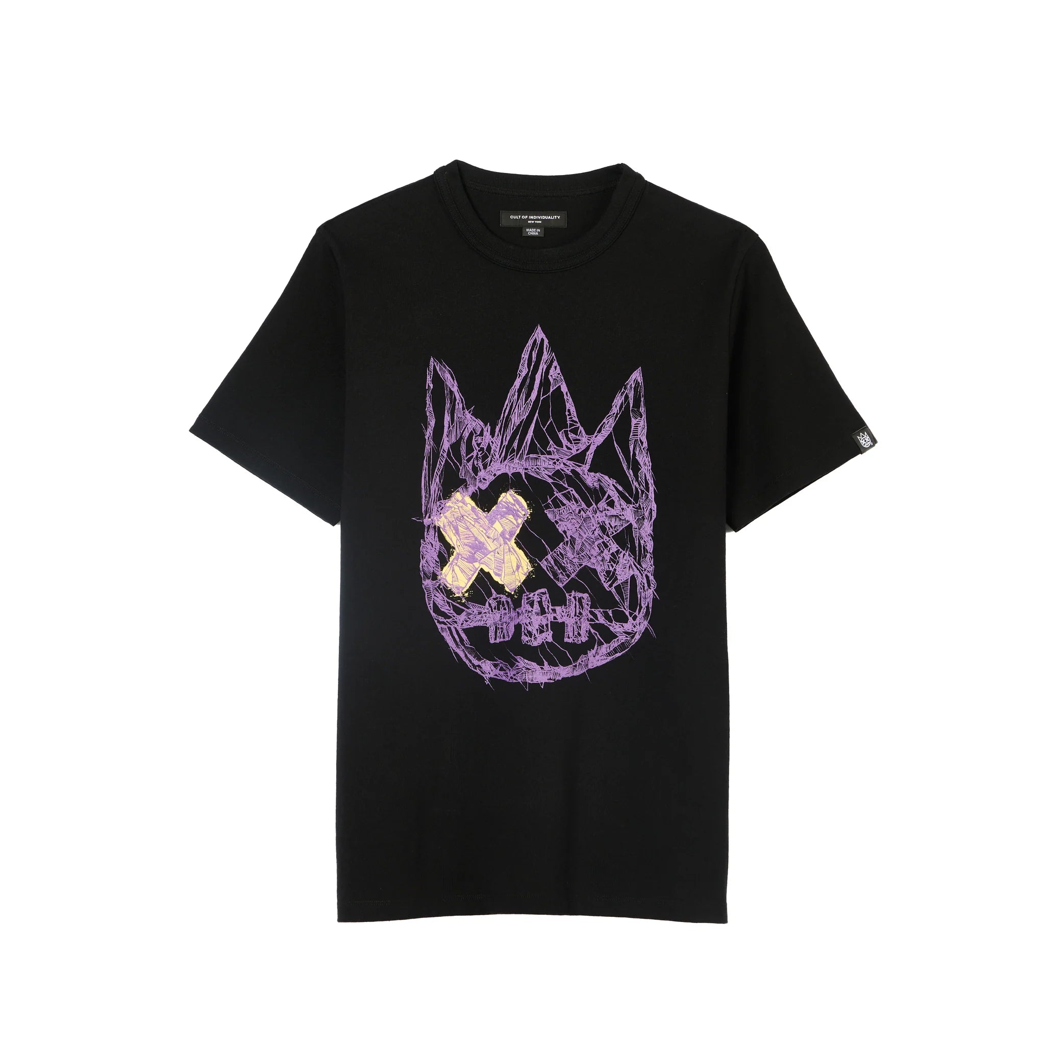 Cult Of Individuality - Heavyweight Short Sleeve Crew Neck Tee "Shattered Logo" in Black Cult Of Individuality