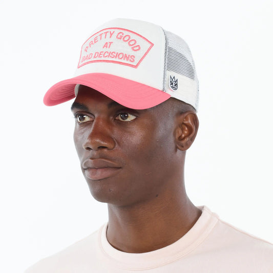 Cult Of Individuality - "Good At Bad Decisions" Mesh Back Trucker Hat in Winter White - BLVD