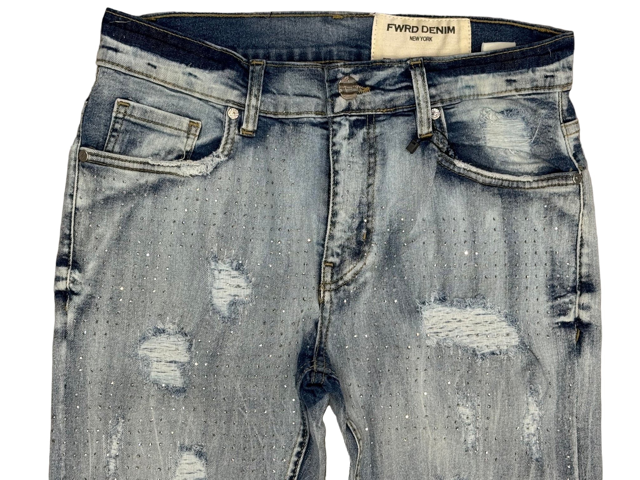 Fwrd Denim - Men Crystalized Jeans - Ice Blue FWRD