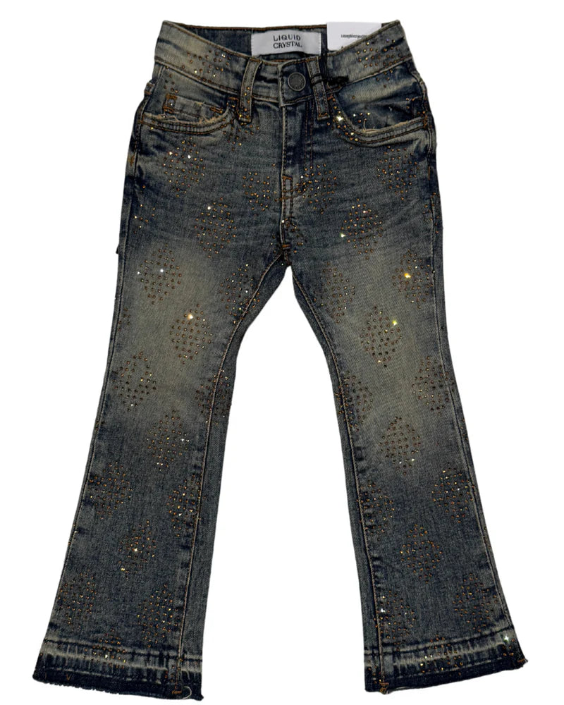 Liquid Crystal - Kids Diamond Crystal Stacked Jeans - Desert JTF2317 Liquid Crystal