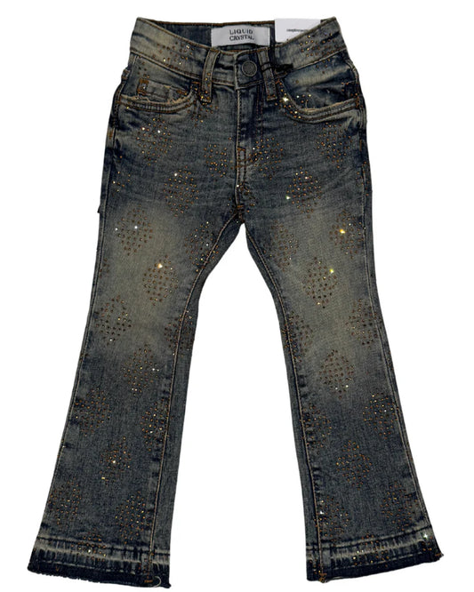 Liquid Crystal - Kids Diamond Crystal Stacked Jeans - Desert JTF2317