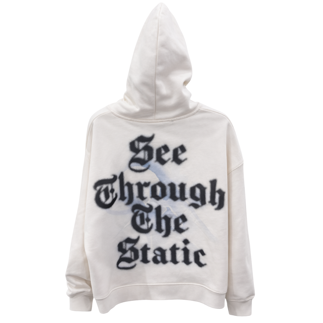 AKS - See Through The Static Cropped Hoodie - Natural POINT BLANK