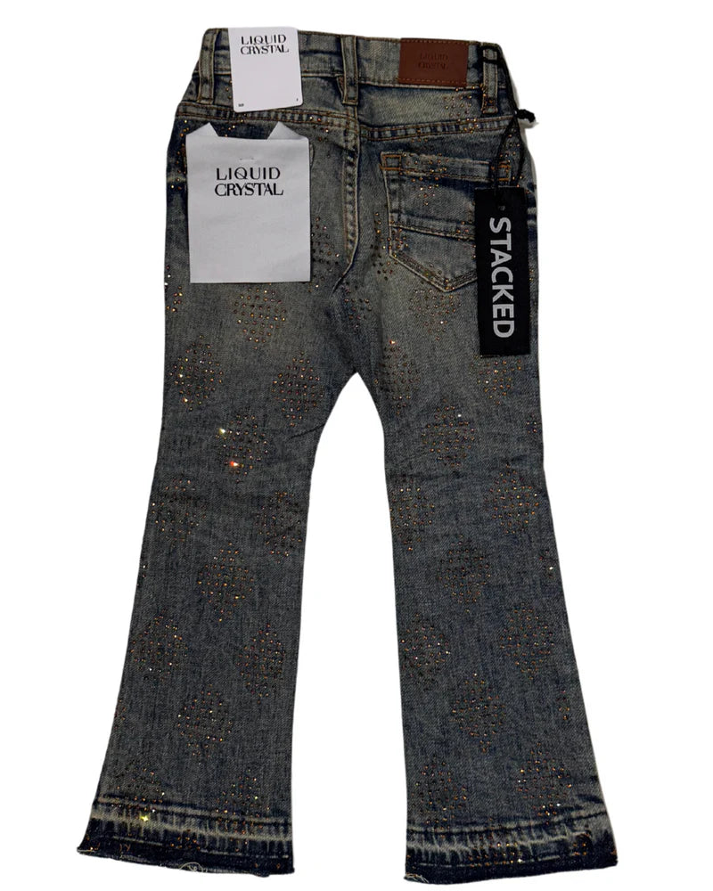 Liquid Crystal - Kids Diamond Crystal Stacked Jeans - Desert JTF2317 Liquid Crystal