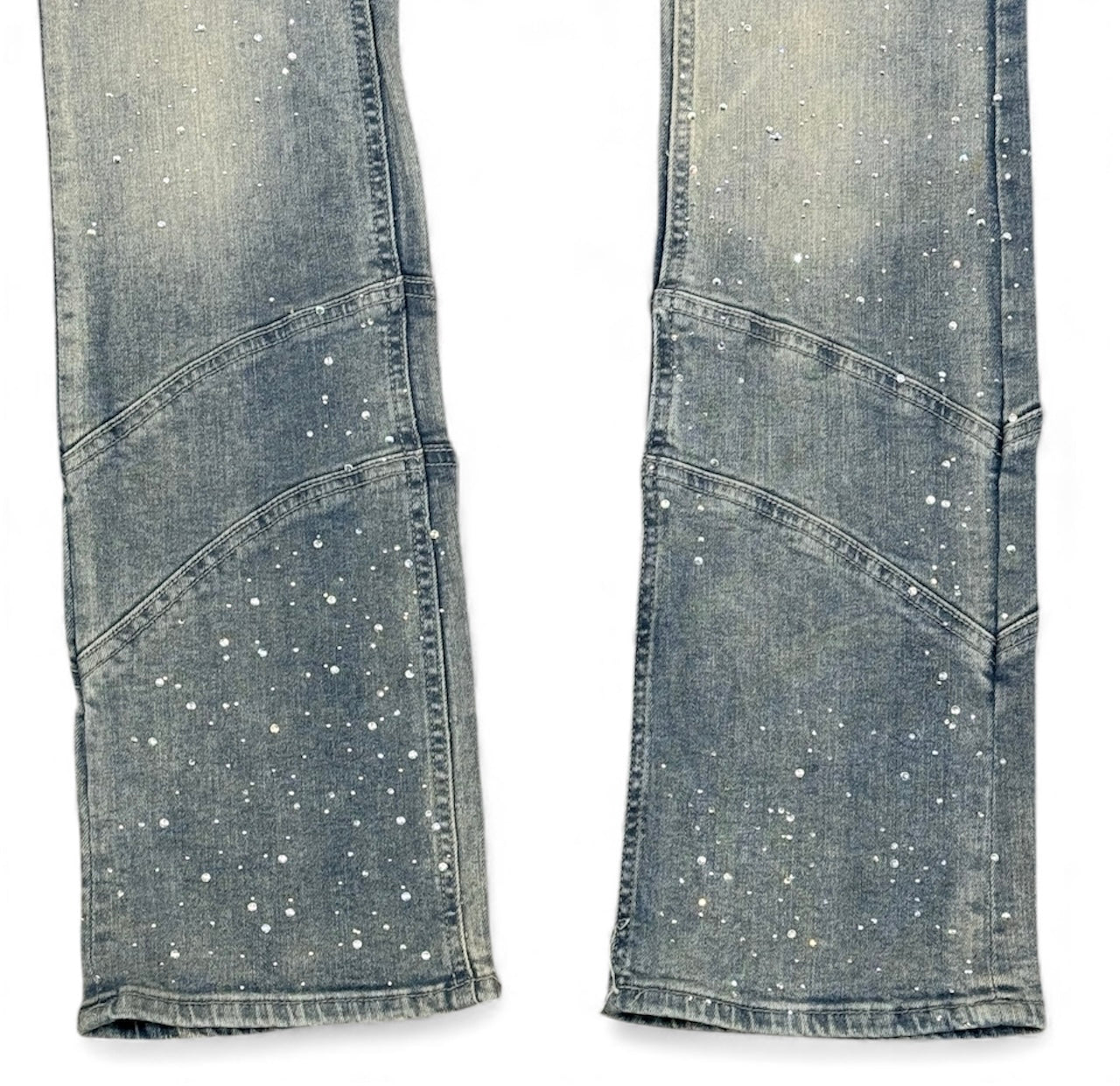 Liquid Crystal - Men Crystal Stacked Jeans - Iced Lager JTF2333 Liquid Crystal